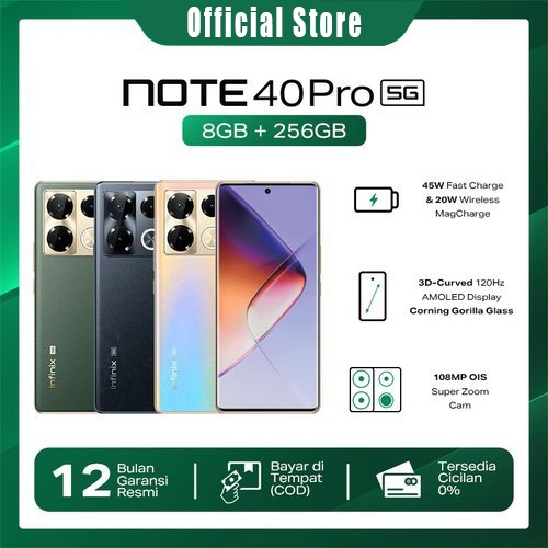 【Bisa COD】 100% Baru HP INFINIX NOTE 40 Pro 5G NFC Asli Android 13 RAM 16GB +512GB ROM 7.5inci HD Ka