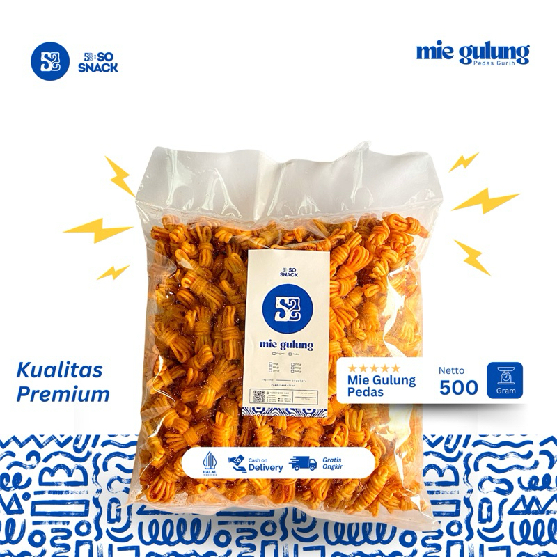 

pink SO SNACK Mie Gulung Pedas 1kg - Cemilan Viral Makanan Ringan