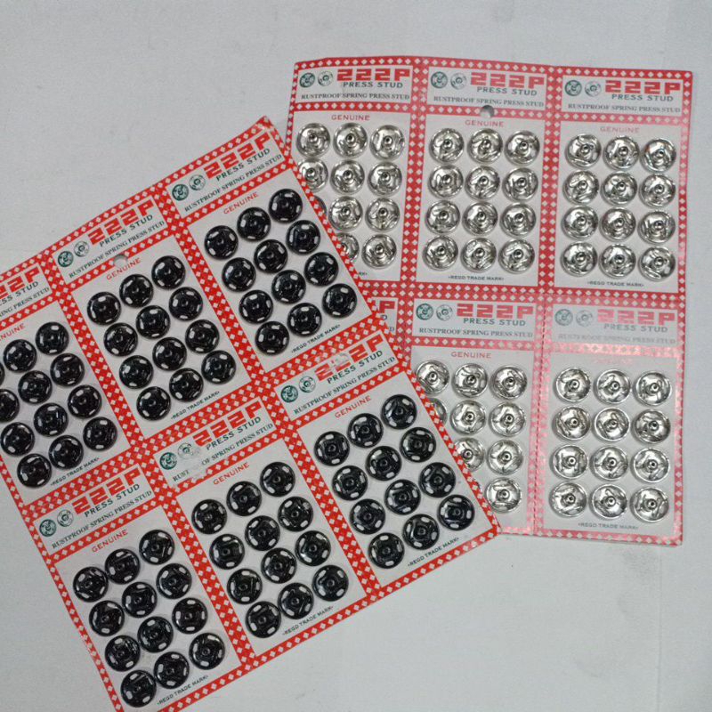 Kancing cetet BESAR 222P - silver dan hitam / Kancing jepret