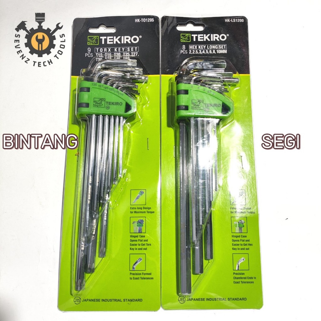 KUNCI L SET TEKIRO PANJANG 8PCS SEGI / 9PCS BUNGA 2-10MM HEX KEY LONG T10-T50 TORX KEY ORIGINAL TEKI