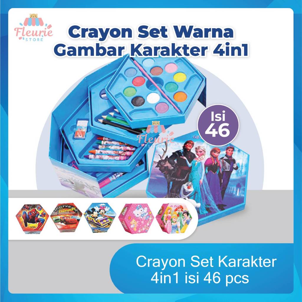 

Crayon Set Motif 4in1 isi 46 - Alat Perlengkapan Menggambar Melukis Anak