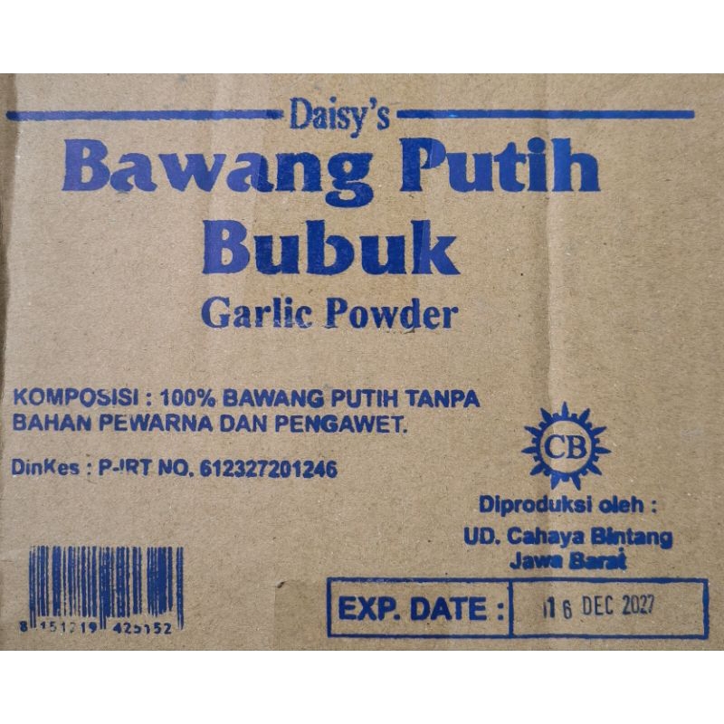 

Daisy's bawang putih bubuk 12's exp des 2027