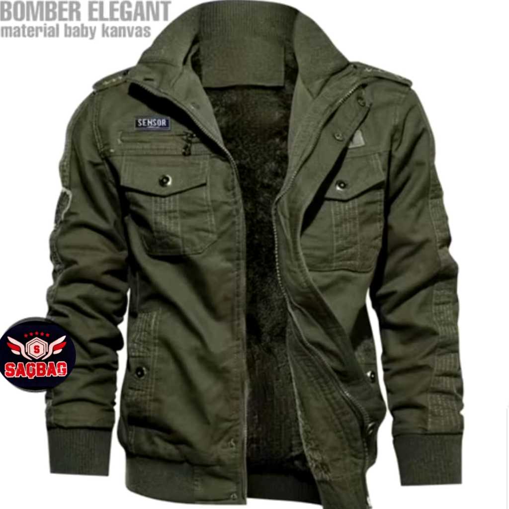 HOT DEALS ( LAGI DISCON ) Jaket Pria Bomber Classic Kanvas Sensor // Bayar Di Tempat ( COD )