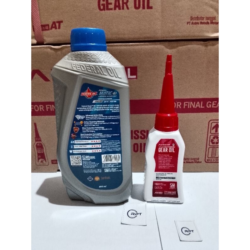 oli mesin federal matic 800ml + oli gardan honda original