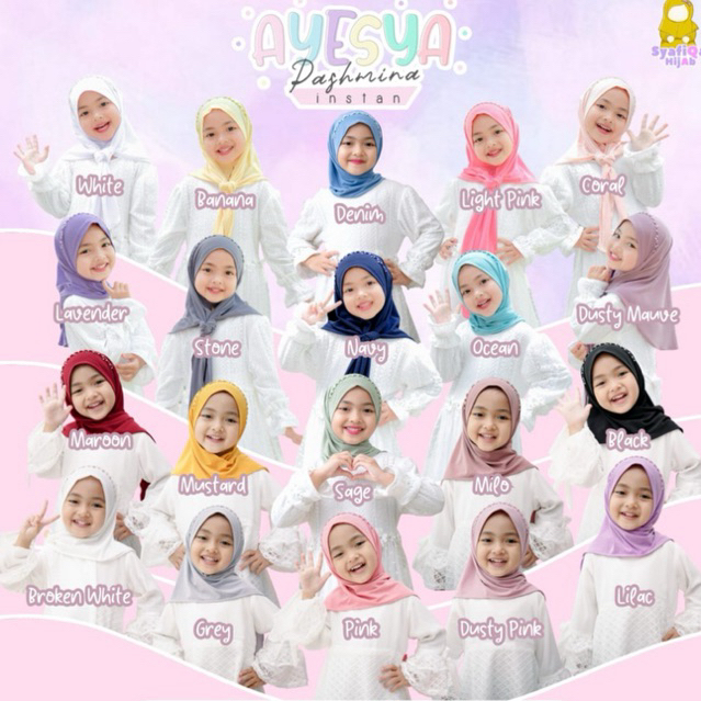 AYESYA PASHMINA PASMINA HIJAB PAYET INSTAN ANAK by SYAFIQA HIJAB