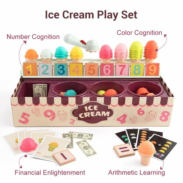 MAPLETOYS - Top Bright Set Math and Logic Game Learning Ice Cream Shop Mainan edukasi anak berhitung