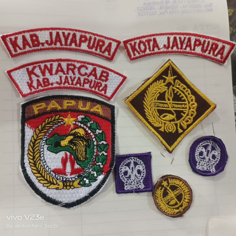 BET BORDIR LOGO LAMBANG KWARCAB KAB JAYAPURA KOTA JAYAPURA