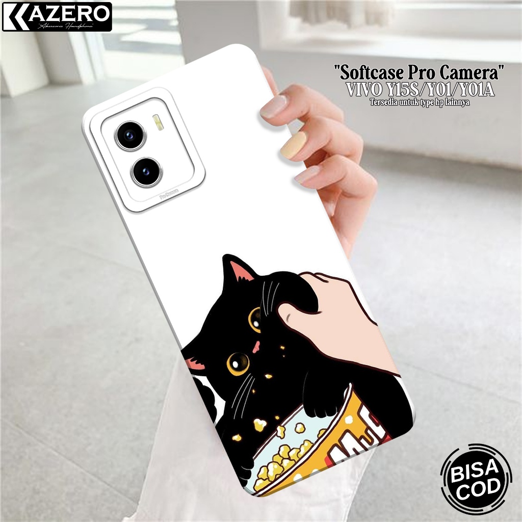 Case Hp Vivo Y15S/Y01 Terbaru - Case Kucing - Soft Macaron Pro Camera - Softcase Vivo Y15S/Y01 Terba