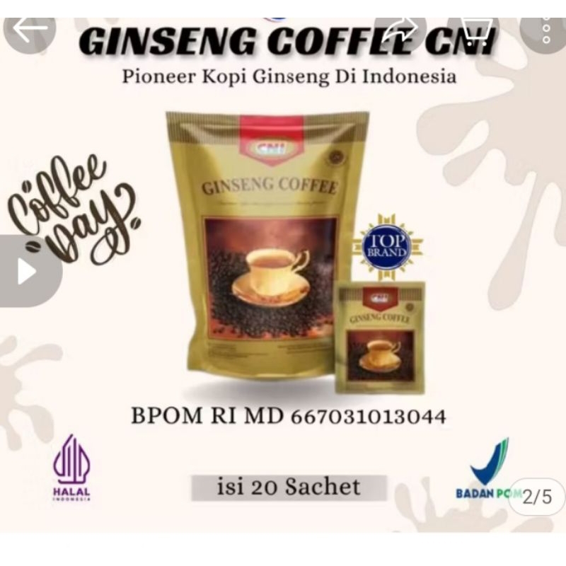 

Kopi Gingseng Original CNI 20 saset Meningkatkan Stamina & Vitalitas 100% Original expaired Juli 2026