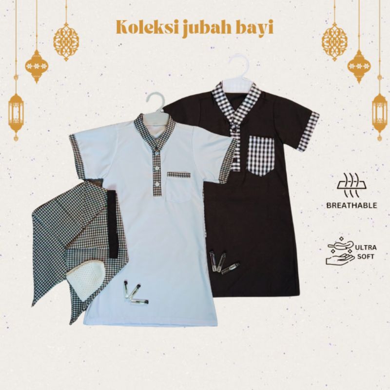 BAJU GAMIS JUBAH BAYI 1 SET 0 - 2 TAHUN ORIGINAL PAKET GAMIS BAYI AQIQAH