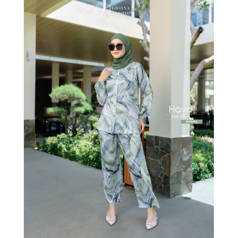 Hava Dior Silk Setelan Panjang Ghiina fashion