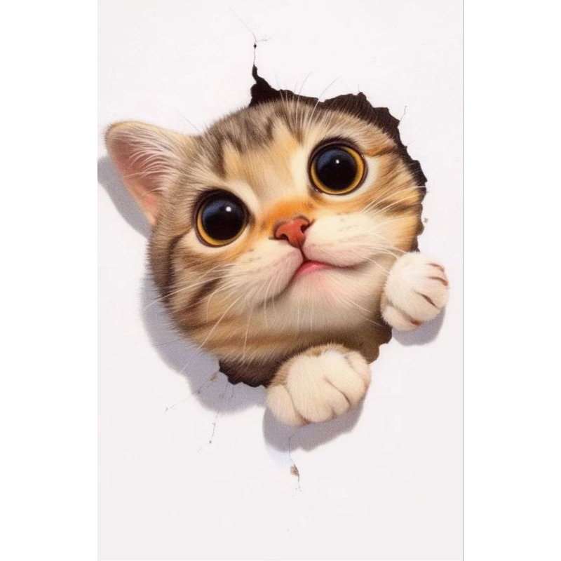 

stiker 3D kucing lucu, bahan vinil, anti air dan panas