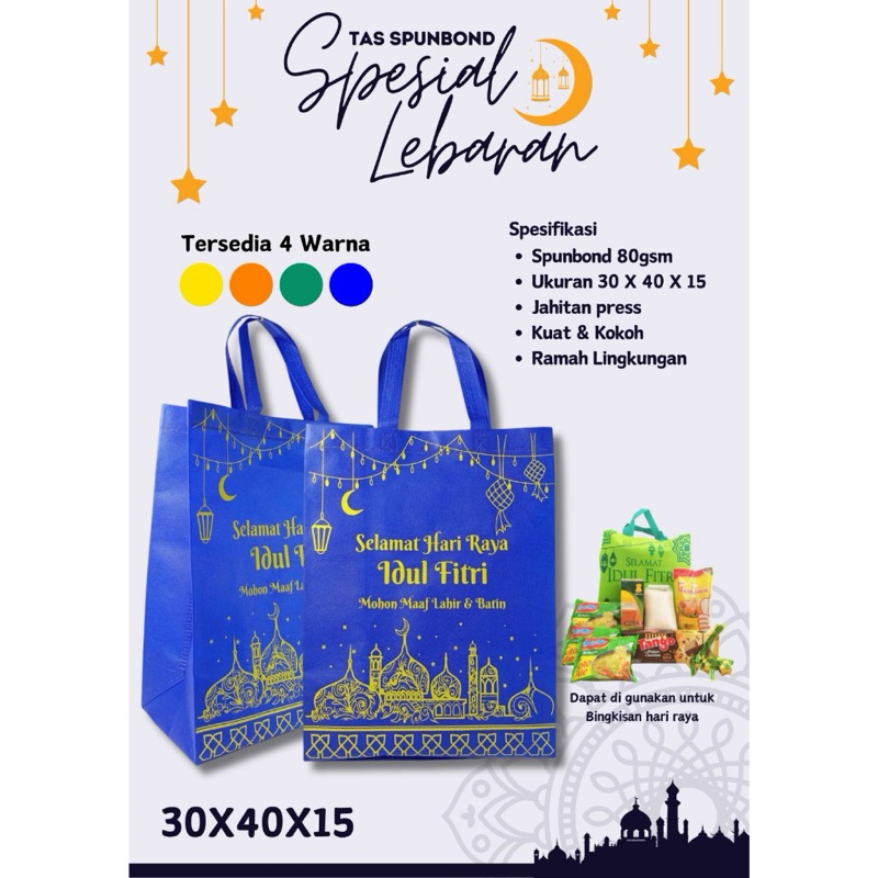 Goodie Bag Lebaran Spunbond - Tas Lebaran Idul Fitri Ukuran Jumbo 30x40x15cm (SATUAN)