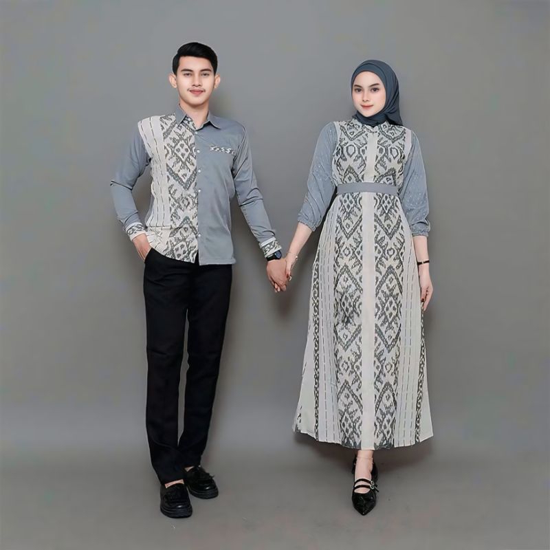 Baju Couple Dress Tenun Bevia White Baju Tenun Kondangan Terbaru Setelan Pasangan Wanita Prewedding 