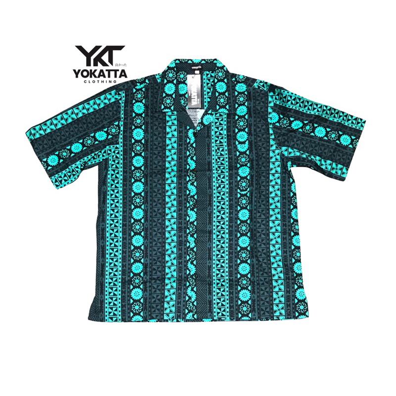 kemeja abstrak korean style green kemeja pria