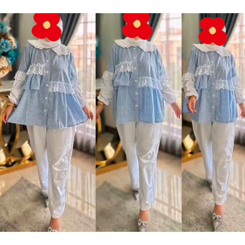 SetCel♥️Setelan Celana Renda Ruffle Amira By Vanos (Baru)