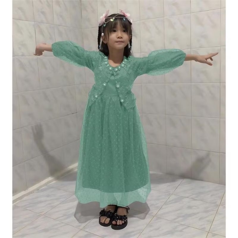 Elina Kid - Baju Gaun Dress Pesta Anak Perempuan Model Rompi Rompie Umur 2 3 4 5 6 7 8 9 10 11 Ukura