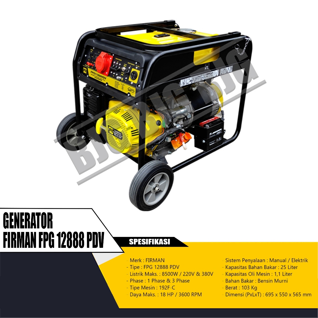 MESIN GENSET / GASOLINE GENERATOR FIRMAN FPG 12888 PDV DOUBLE VOLTAGE