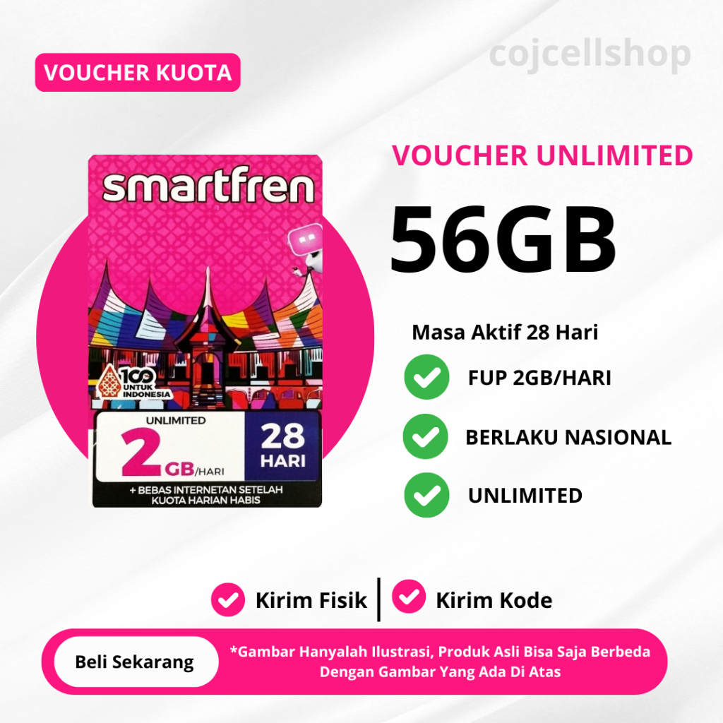 Paket Data Smartfren Unlimited/Voucher Data SMARTFREN Unlimited 28 Hari Kirim Fisik / Kirim Kode Vou