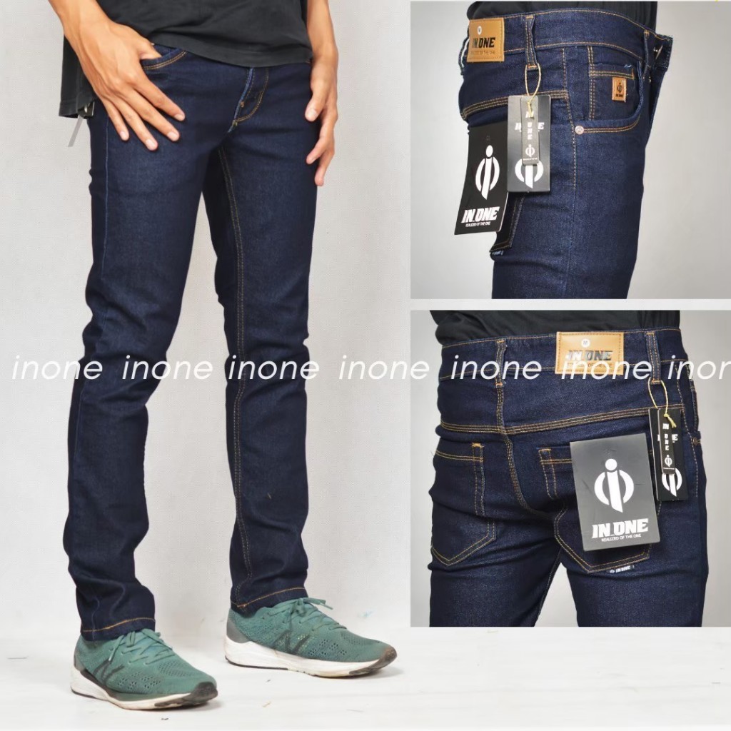 Mcf celana pria slimfit Celana jeans panjang pria dongker