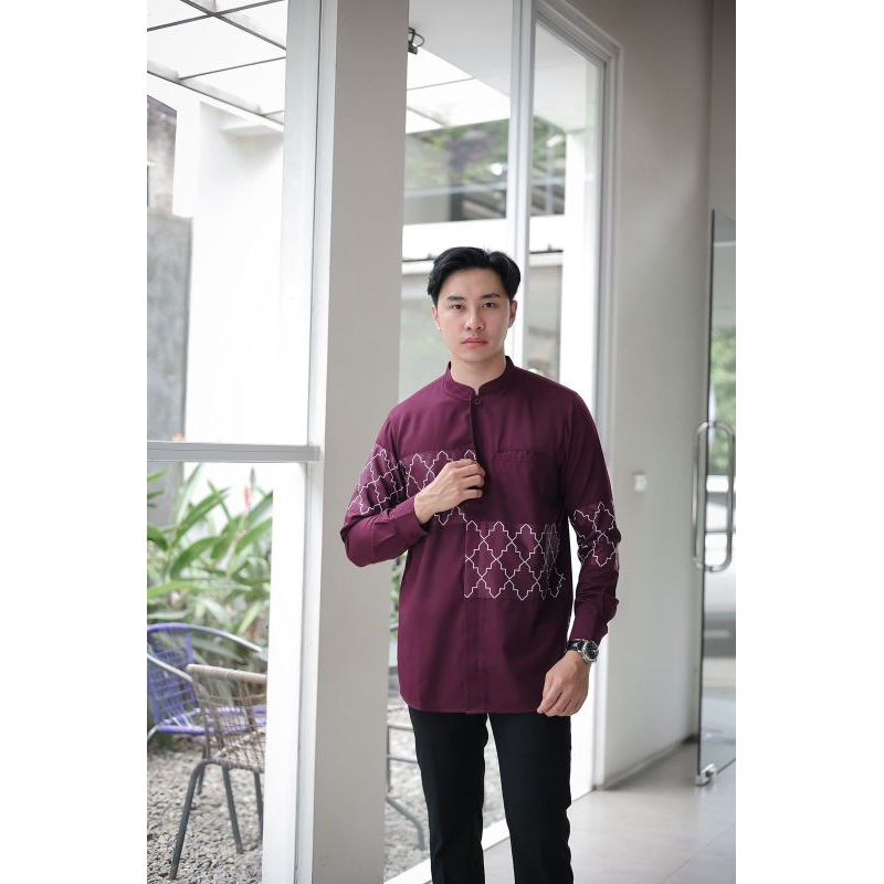Kemeja Koko Kurta Pria Trz Lengan Panjang Motif Batik
