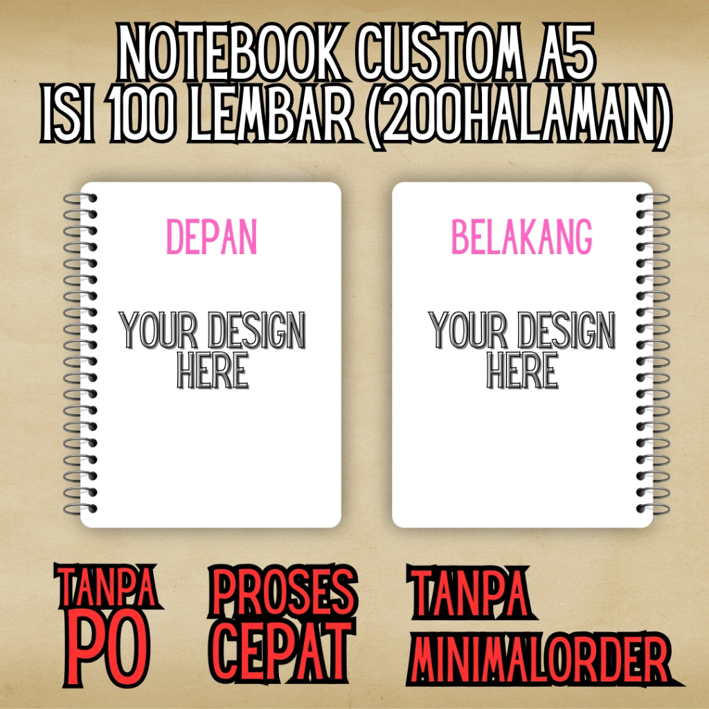 

BUKU CATATAN/NOTES CUSTOM TEBAL UKURAN A5 200 HALAMAN