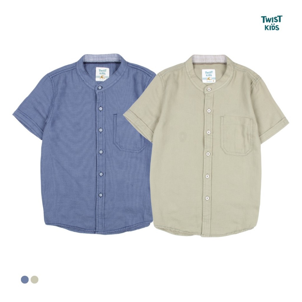 Twist Kids - Sharif C, Neutral Ethnic, Kemeja Koko Baju Lebaran Anak Laki-Laki 2025 Lengan Pendek