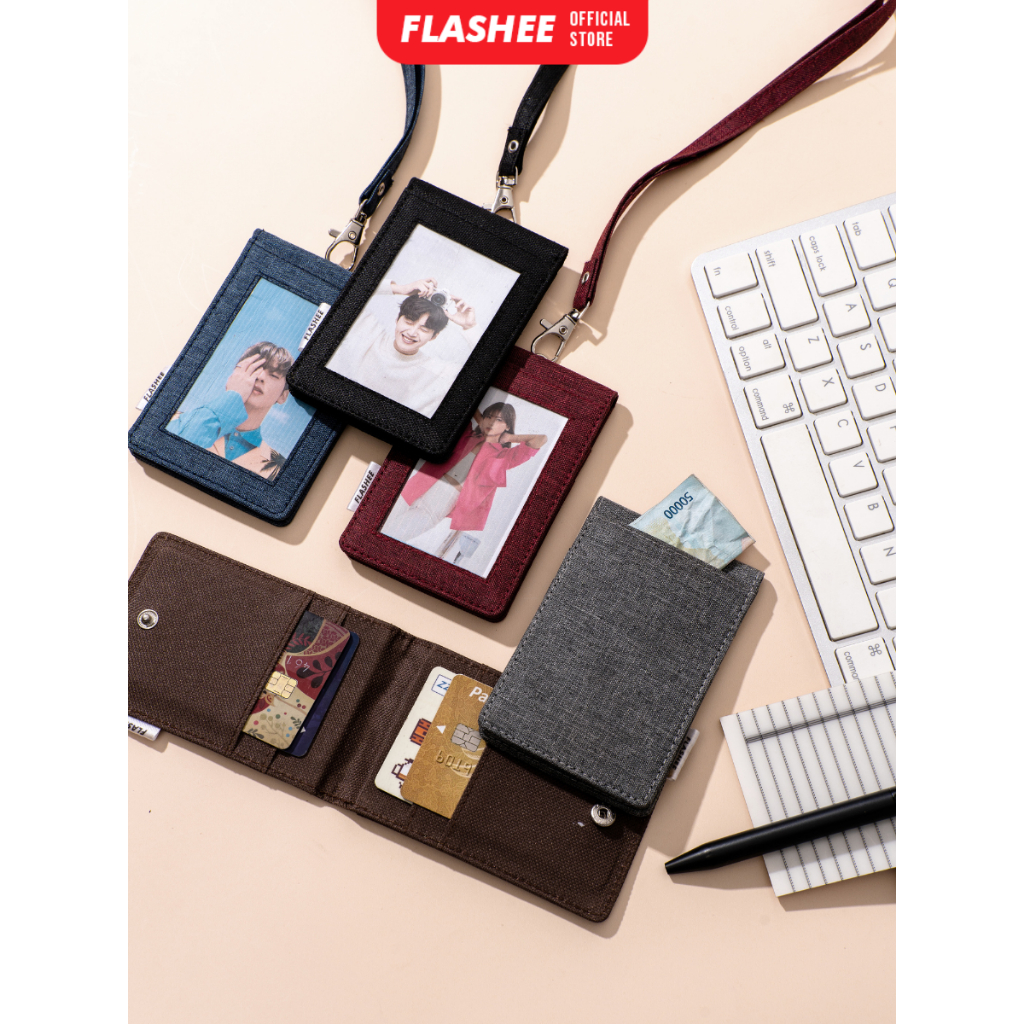 

Flashee Lanyard Kanvas Dompet Kancing ID Card Holder Oswald Name Tag Kanvas Kain Kanvas Tebal