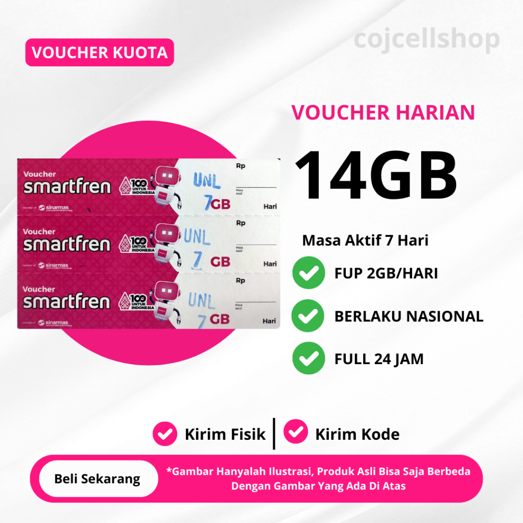 Paket Data Smartfren Unlimited 7 Hari - Voucher Kuota Data Smartfren Unlimited 7 Hari Kirim Fisik / 