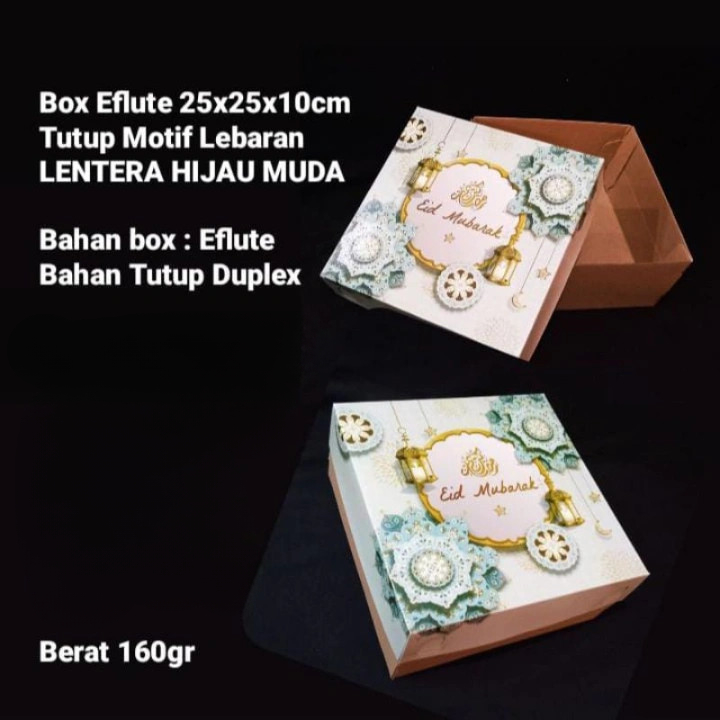 

5 Pcs Dus Cookies Idul Fitri 25 x 25 x 10 Cm Kotak Souvenir Eid Mubarak Motif Lentera Hijau Muda Box Parcel Bingkisan lebaran