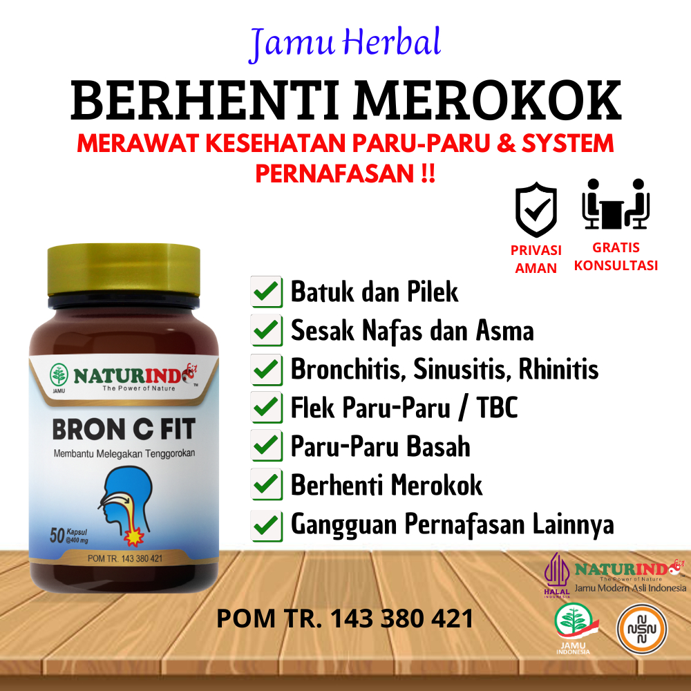 Obat Berhenti Merokok Perokok Berat Ringan Sesak Nafas Asma Batuk Menahun Berdahak TBC Bron C Fit