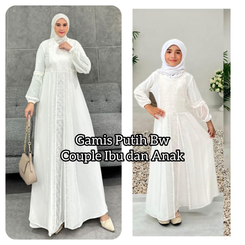 [Khamymshop] TERBARU ORIGINAL Dress Raya Putih Cantik Elegant || Gamis Putih Couple Ibu dan Anak || 