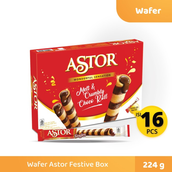 

Wafer Astor Cokelat Festive Box 224gr (16 bungkus 14gr/pcs ) / ASTOR