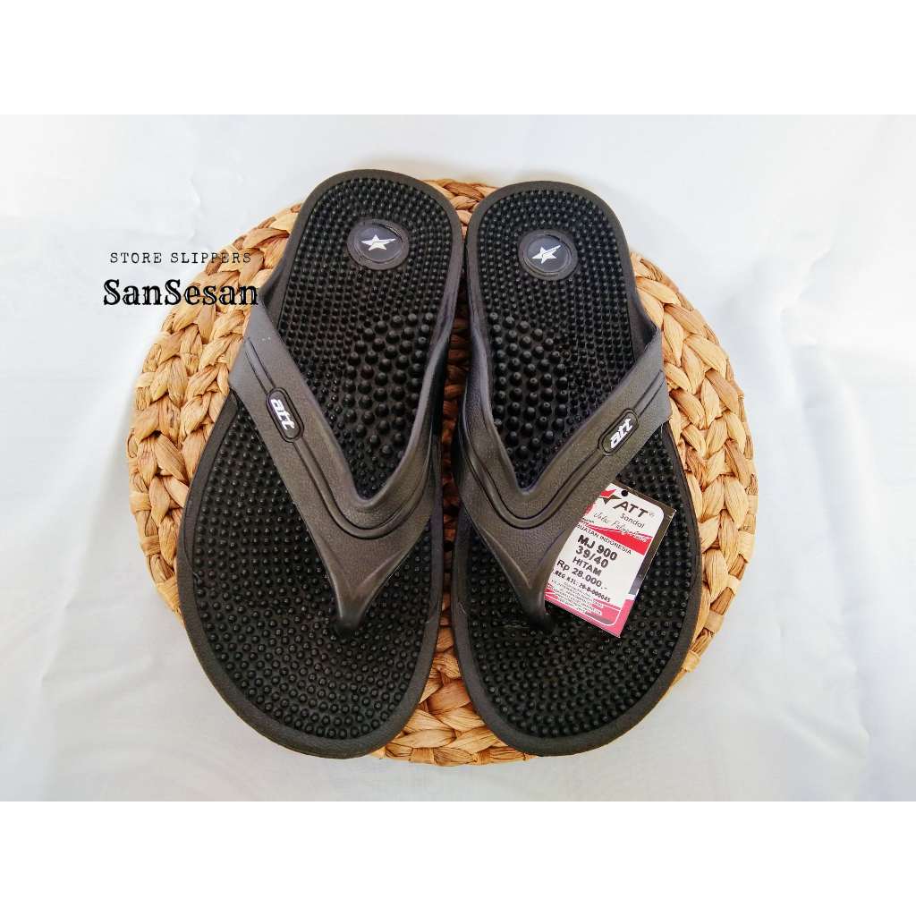 Sandal Jepit Kesehatan ATT MJ 900 Pria Warna HItam Polos | Sandal Pria Kesehatan Bahan Karet