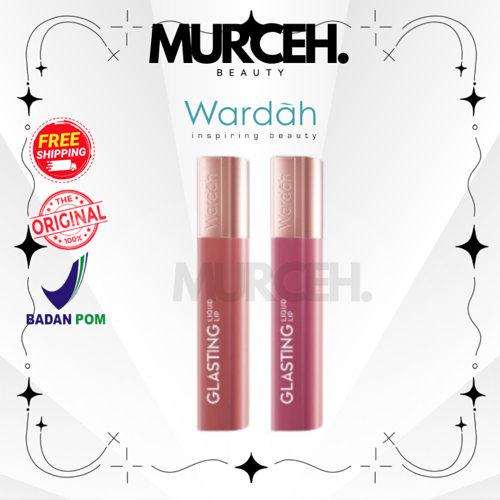 MURCEH PAKET Ombre|  Wardah - Glasting Liquid Lip |  3,5GR | 01 Caramel Coat 02 Peach Polish 03 Dazz