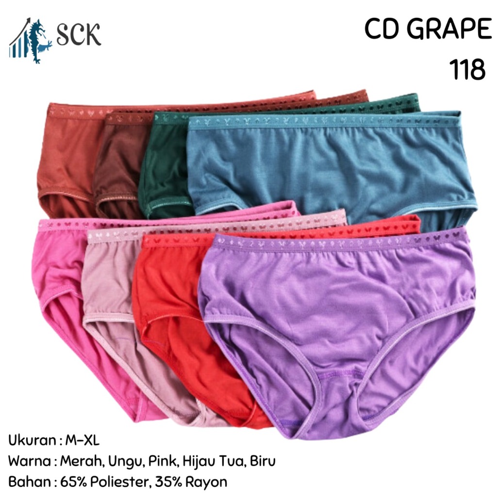 [ISI 3] Celana Dalam GRAPE 118 Halus / CD Ukuran M-XXL Bahan Katun / Pakaian Dalam Wanita