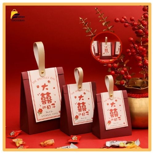 

FG Box Hampers Wedding / Kotak Permen Sangjit / Tingjing Teapai Souvenir / Paperbag Sangjit shuang XI PP54