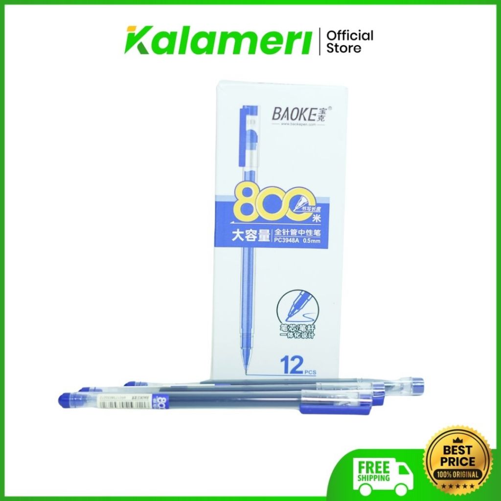 

KALAMERI - Baoke 800 Gel Pen Blue 0.5 mm - Pulpen Gel Biru 0.5 mm