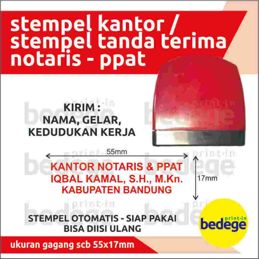 

STEMPEL KANTOR NOTARIS / PPAT STEMPEL TANDA TERIMA NOTARIS / PPAT Stempel Flash, Stempel Warna, Stempel otomatis, siap pakai, bisa diisi ulang