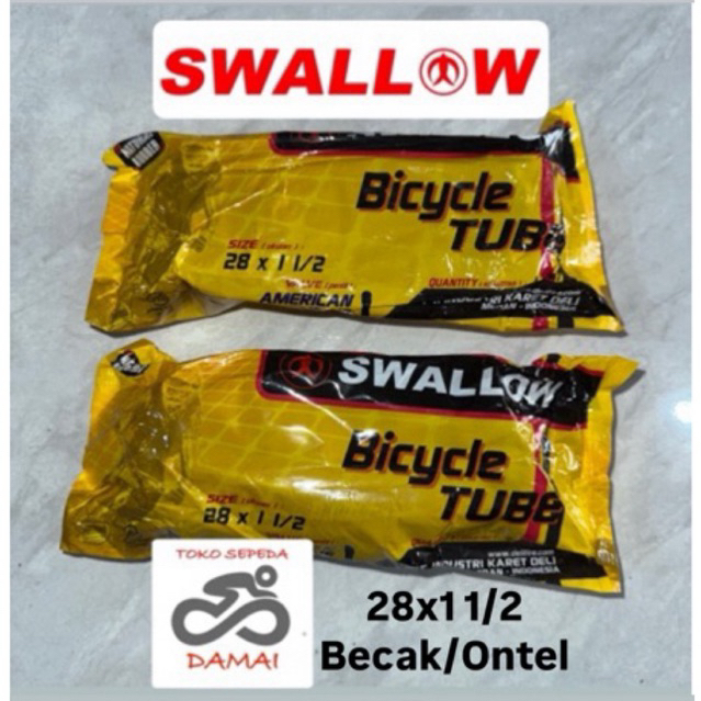 Ban dalam sepeda Ontel/becak/gerobak/ swallow ukuran 28x1 1/2 pentil motor/pentil Av
