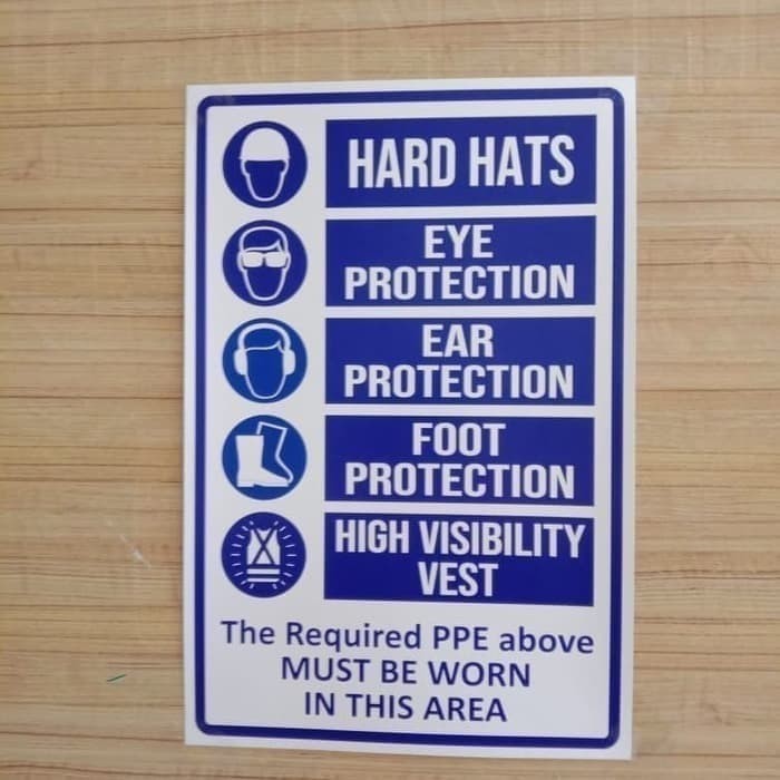 

Sign Stiker The Required PPE Ukuran 30X20cm Sign K3 Rambu Stiker