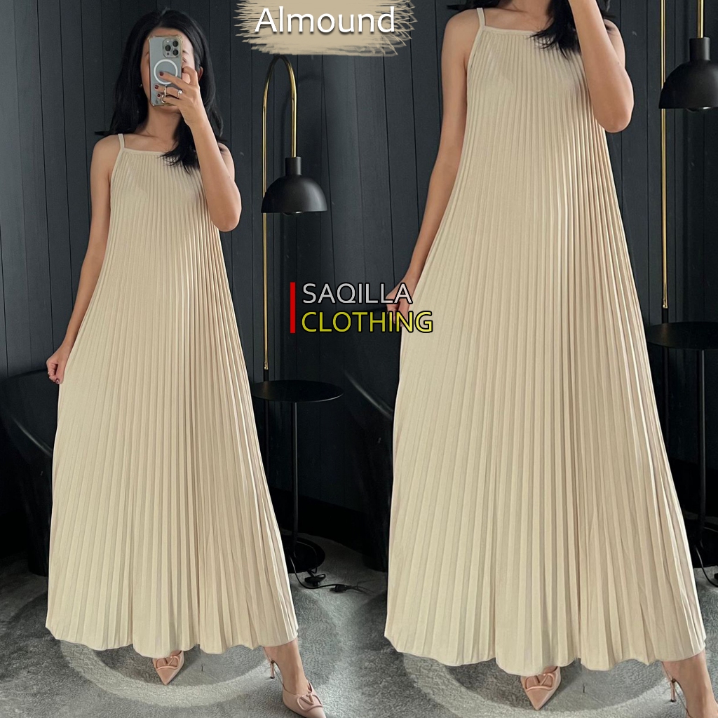 Inner Plisket Wanita Tanpa Lengan / Inner Dress Hyget Premium / Inner Tali / Inner Tanktop Terbaru