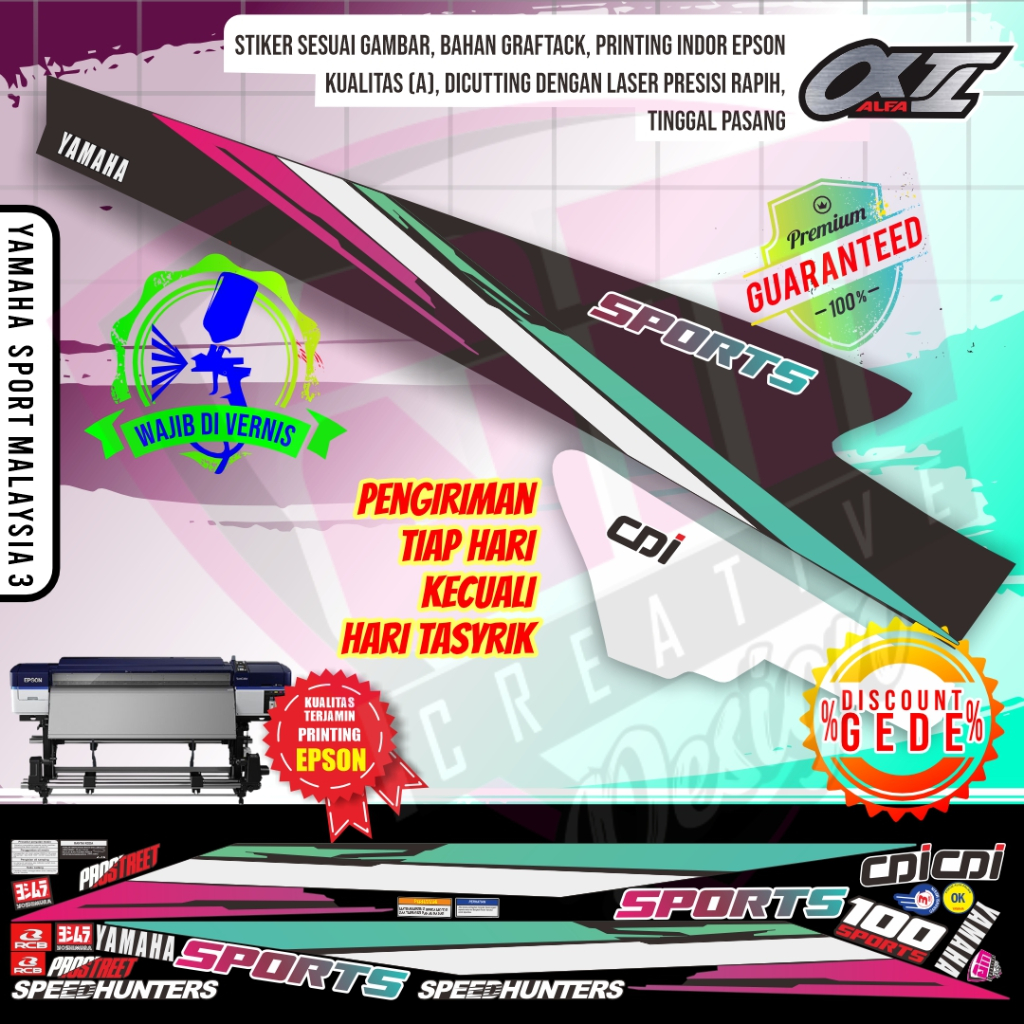 Striping stiker yamaha alfa sport yamaha cdi  malaysia thailand Vietnam striping emblem strifing sti