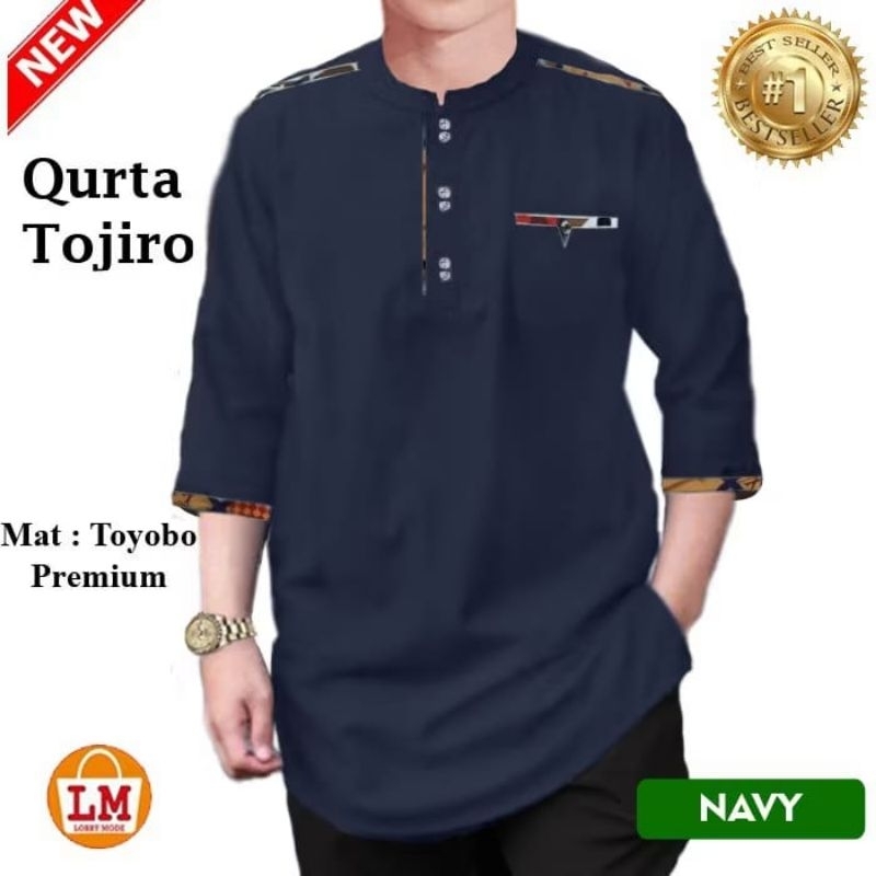 Radju - Baju Koko Kemeja Kurta Qurta Khurta Pria Laki Arab Muslim Lengan 3/4 Ukuran M L XL XXL JUMBO