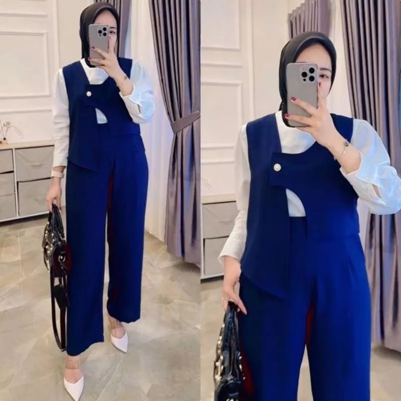 LYLA SET POLOS KOMBI CRINKLE AIRFLOW LD 110 / SETELAN WANITA TERBARU / ONE SET WANITA KEKINIAN / OOT