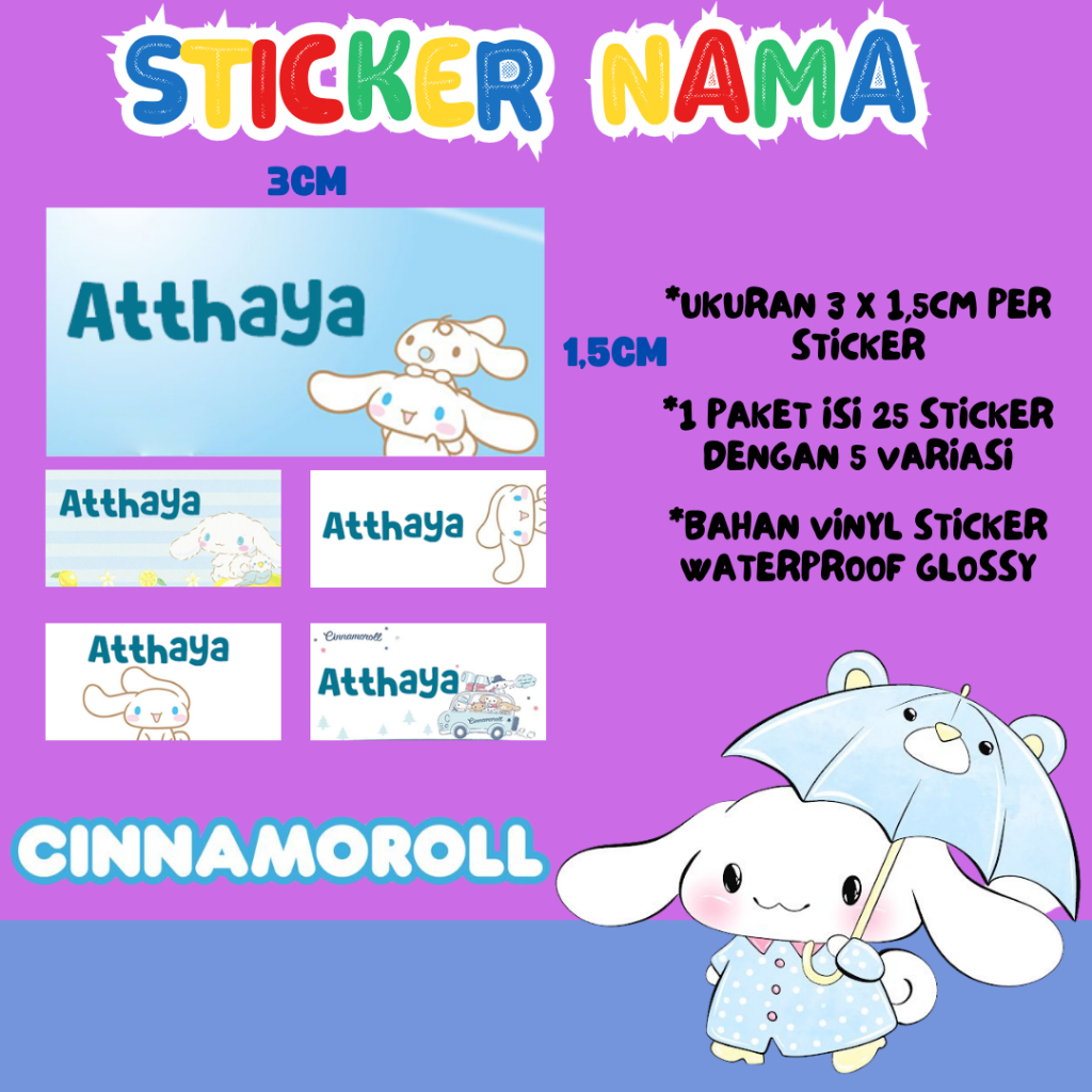 

Sticker Nama Waterproof Karakter Anak Perempuan