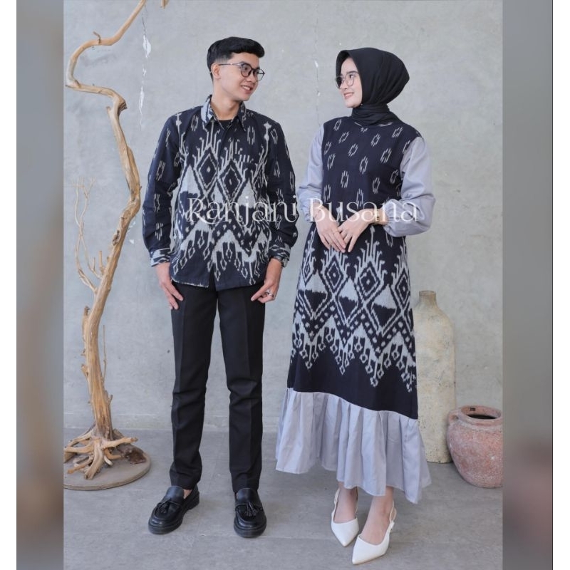 RANJANI - BAJU TENUN COUPLE - Couple Dress Karina Navi Baju Couple Kondangan Seragam Baju Lebaran