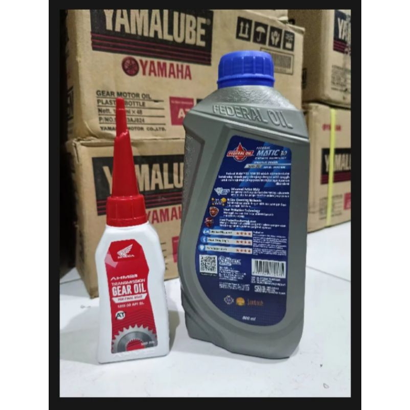 Oli mesin federal matic 800ml + oli gardan honda semua motor matic dengan ukuran800ml original, dija