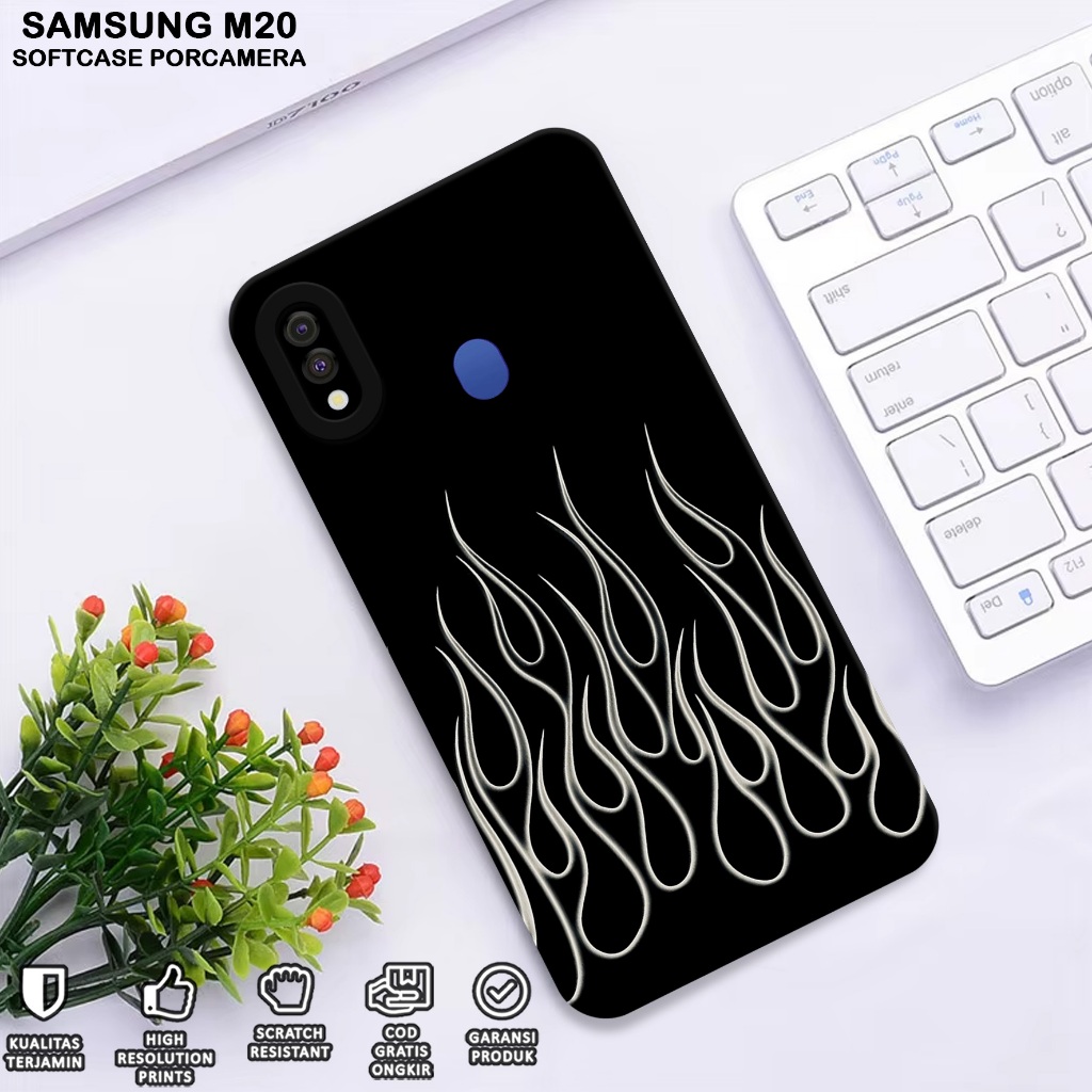 Case Hp Samsung M20 - Casing Hp Samsung M20 - Softcase Samsung M20 MOTIF FIRE - Case Samsung M20 - C