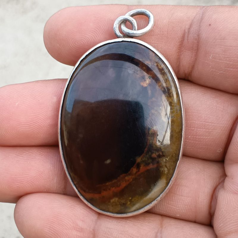 liontin batu lumut suliki ring perak